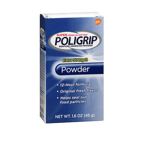 Super Poligrip, Denture Adhesive Powder, 1.6 Oz