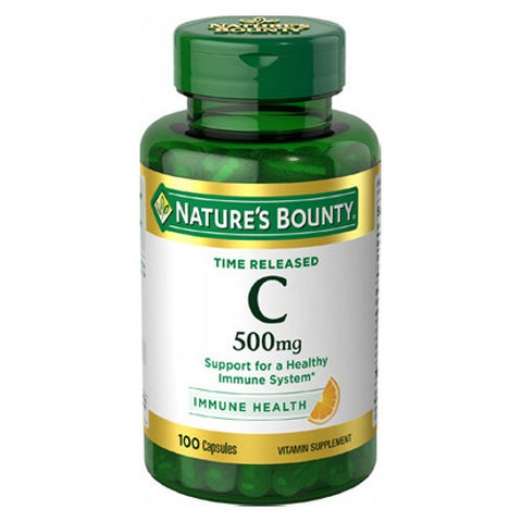 Nature's Bounty, Vitamin C Capsules Time Released, 500 mg, 100 caps