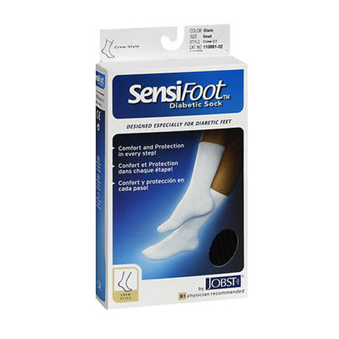 Jobst, Sensifoot Mens And Womens Crew Style Diabetic Black Socks, Small each