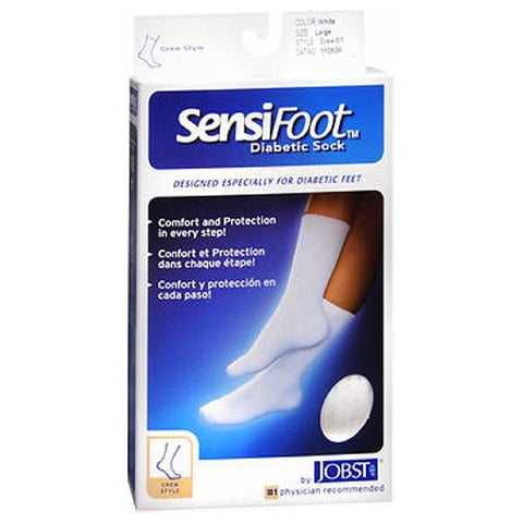 Jobst, Sensifoot Mens And Womens Crew Style Diabetic White Socks, 1 Pair