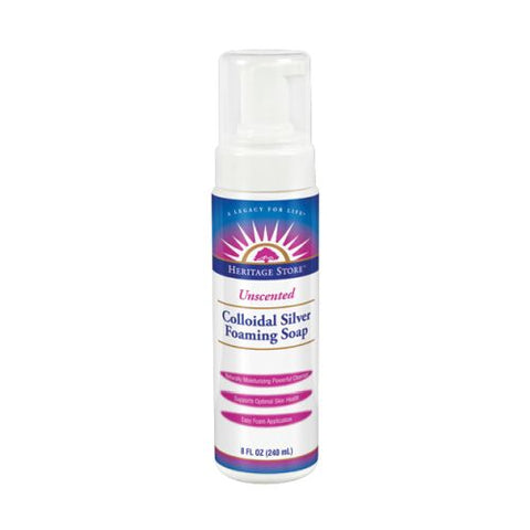 Heritage Store, Colloidal Silver Foaming Soap, Unscented 8 OZ