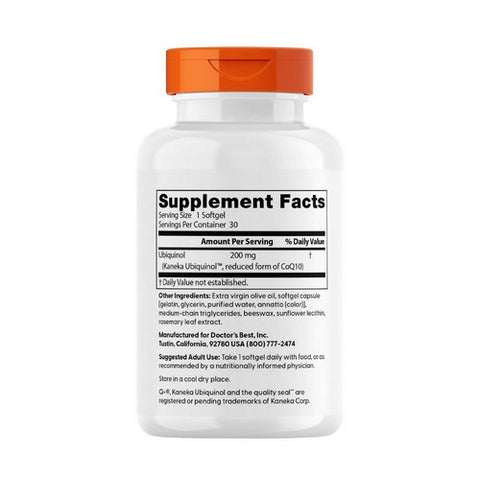 Doctors Best, Ubiquinol Featuring Kaneka's QH, 200 mg, 30 Softgels