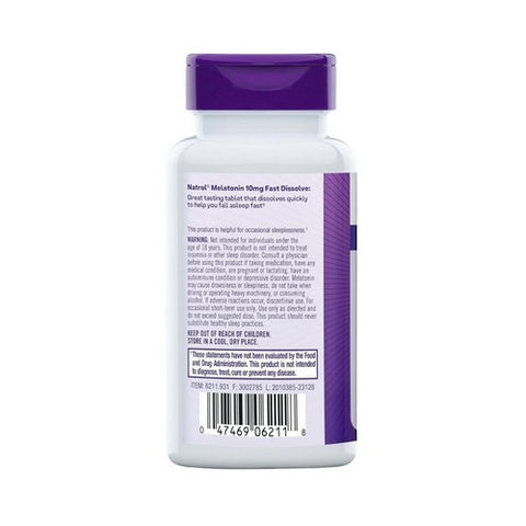 Natrol, Melatonin Maximum Strength Fast Dissolve Sleep Aid, 10 mg, 60 Count / Strawberry