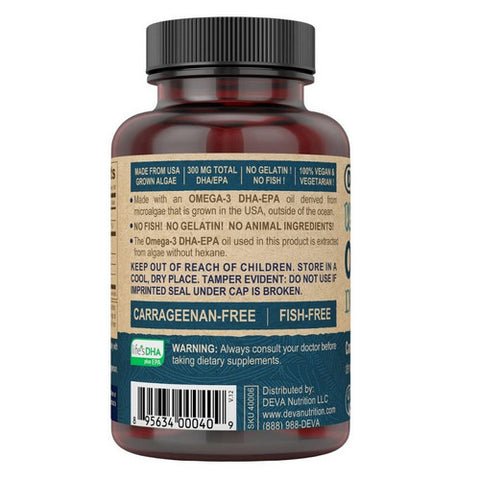 Deva Vegan Vitamins, Omega-3 Vegan DHA-EPA High Potency, 300 MG, 90 SOFTGELS