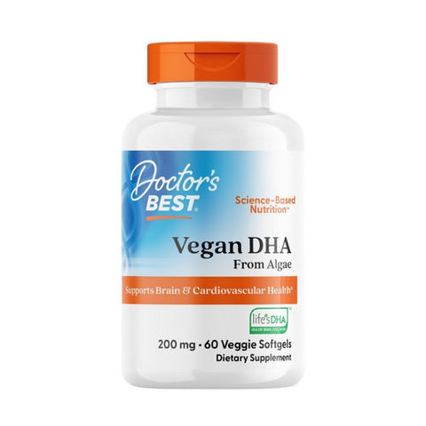 Doctors Best, Vegan DHA, 200 mg, 60 Veggie Soft Gels