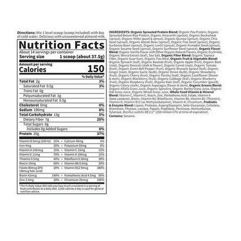 Garden of Life, Gol Raw Organic Meal - Real Raw Vanilla (Mini), 558 Grams