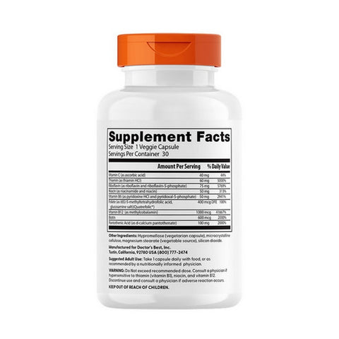 Doctors Best, Fully Active B Complex with Quatrefolic, 30 Veggie Caps