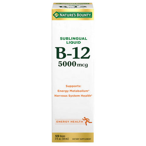 Nature's Bounty, Nature's B-12 Sublingual Liquid, 5000 mcg, Natural Berry Flavor 2 oz