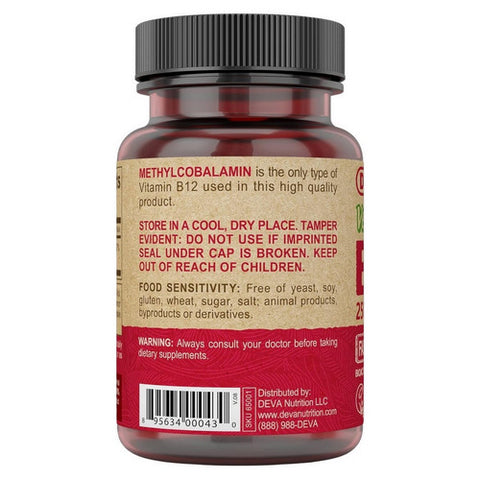 Deva Vegan Vitamins, Vegan Sublingual B-12, 2500 mcg, 90 Tabs