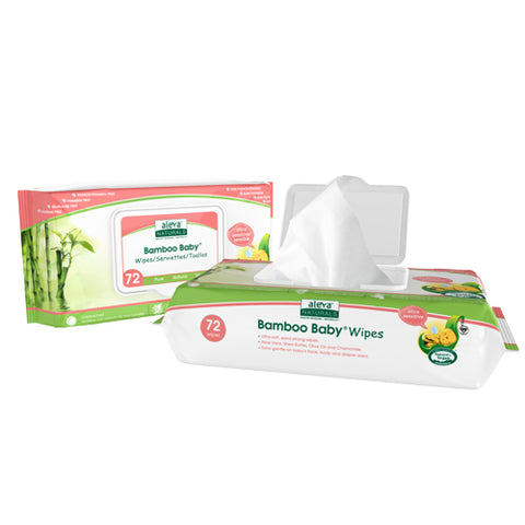 Aleva Naturals, Bamboo Baby Wipes, 72 Ct, Sensitive