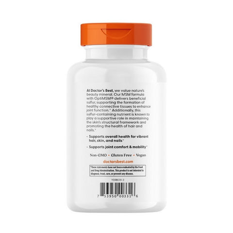 Doctors Best, MSM with OptiMSM, 1000 mg, 180 Veggie Caps