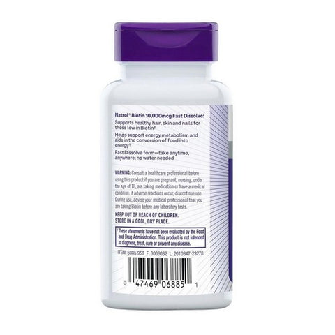 Natrol, Biotin, 10000 mcg, 60 Tabs