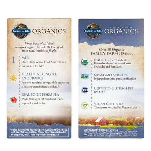 Garden of Life, Organics Men Once Daily, 60 Tabs
