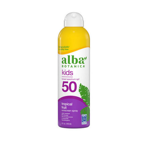 Alba Botanica, Very Emollient Active Kids Clear Spray Sunscreen SPF50, 5 Oz