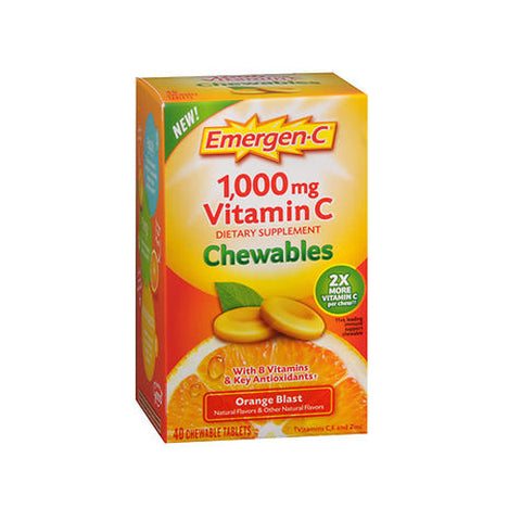 Emergen-C, Vitamin C Chewables Orange Blast, 1000 mg, 40 Tablets