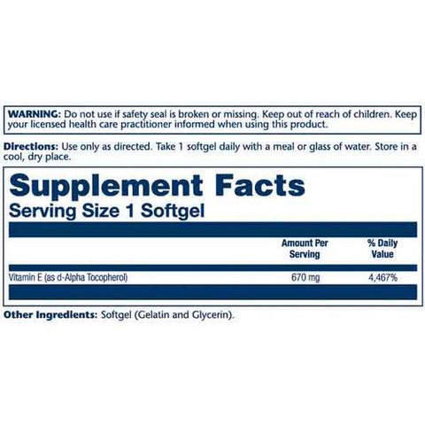 Solaray, Vitamin E & D-Alpha Tocopherol, 670 Mg, 60 Softgels