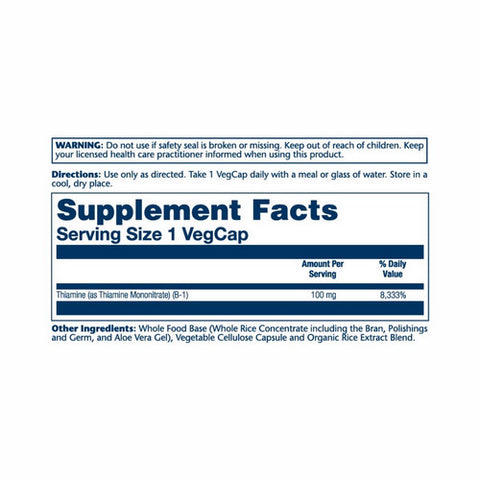 Solaray, Vitamin B-1, 100 mg, 100 Caps
