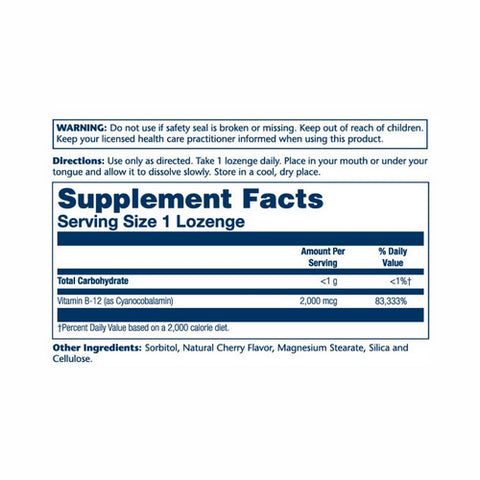 Solaray, Vitamin B-12, 2,000 mcg, Cherry 90 Lozenges