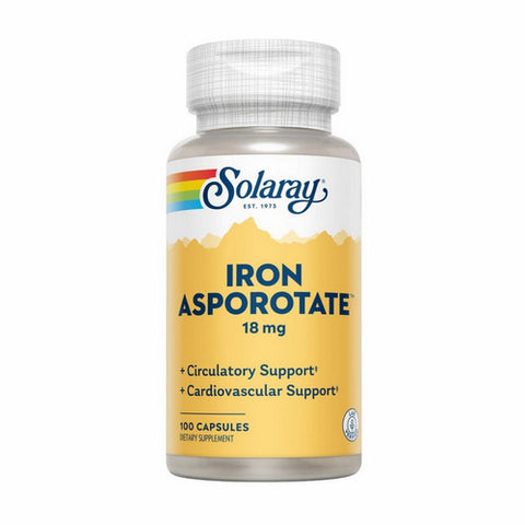Solaray, Iron Asporotate, 18 Mg, 100 Caps