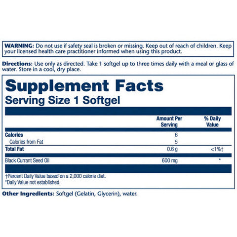Solaray, Black Currant Seed Oil, 600 mg, 90 Softgels