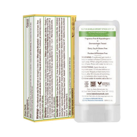 Babo Botanicals, Super Shield Sport Stick, SPF 50 .6 Oz