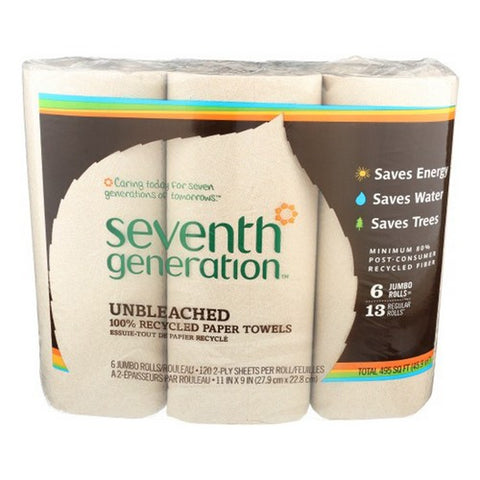 Seventh Generation, Paper Towels Unbleached, 6 Roll(Case Of 4)