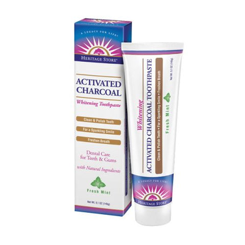Heritage Store, Activated Charcoal Whitening Toothpaste Fresh Mint, 5.1 Oz