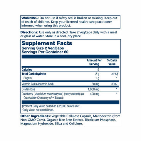 Solaray, D-Mannose with CranActin, 1000 mg, 120 Veg Caps