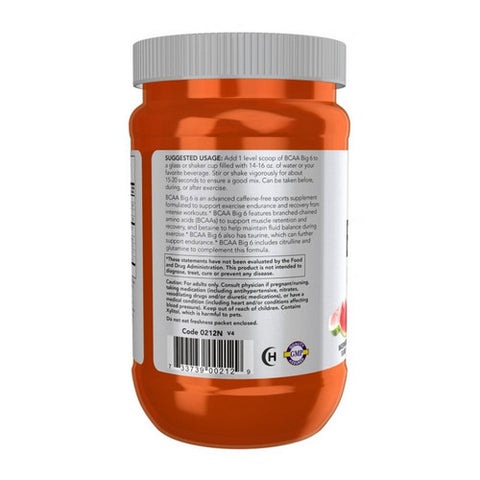 Now Foods, BCAA Big 6, Watermelon Flavor 600 Grams