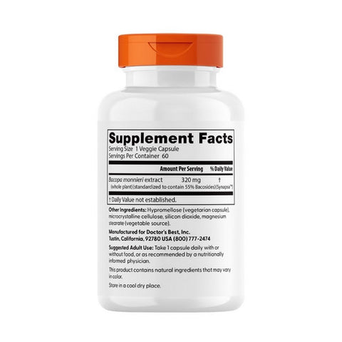 Doctors Best, Bacopa, 320 mg, 60 Veg Caps