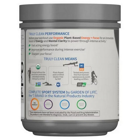 Garden of Life, Sport Organic Plant-Based Energy Plus Focus Pre-Workout, Blackberry Cherry 8.1 Oz