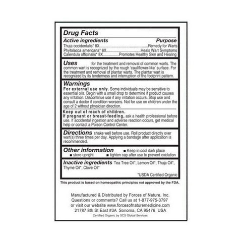 Forces of Nature, Wart Control Extra Strength, 4 ml