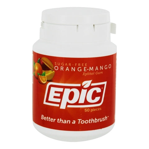 Epic Dental, Xylitol Sweetened Gum, Orange-Mang 50 Count