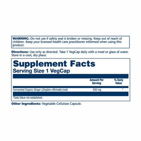 Solaray, Organically Grown Fermented Ginger Root, 400 mg, 100 Veg Caps