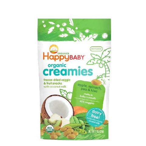 Happy Baby Food, Organic Creamies Snacks Apple Spinach Pea And Kiwi, 1 Oz(Case Of 8)