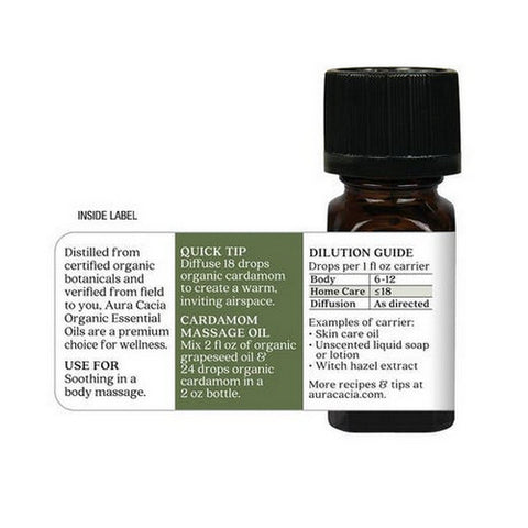 Aura Cacia, Organic Essential Oil, Cardamom .25Oz