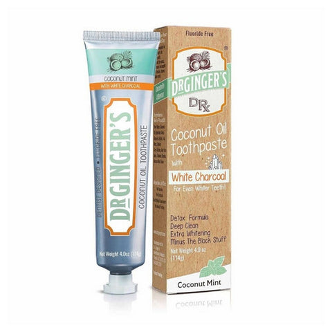 Dr.Ginger's, White Charcoal Coconut Oil Toothpaste, 4 Oz