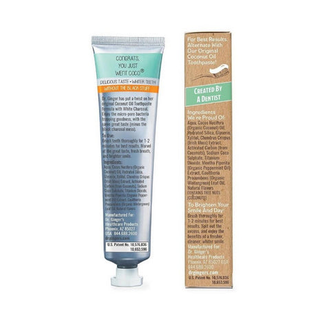 Dr.Ginger's, White Charcoal Coconut Oil Toothpaste, 4 Oz