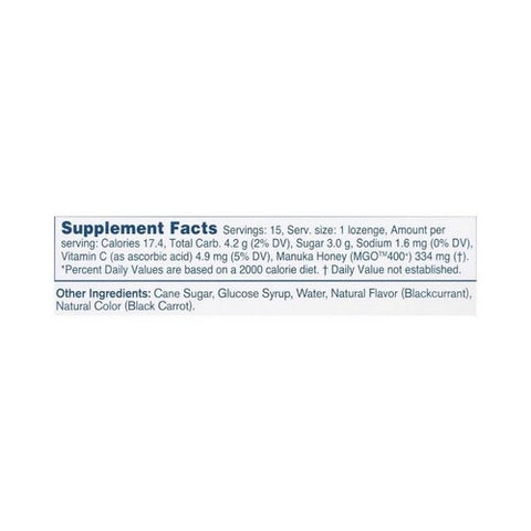Manuka Health, Honey Lozenges, Blackcurrant 15 Lozenges