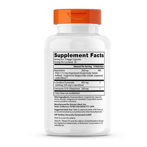 Doctors Best, CoQ 10 L-Carnitine Magnesium, 90 Veg Caps
