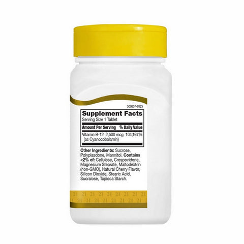 21st Century, 21st Century B-12 Tablets Sublingual, 2500 mcg, 110 Tabs