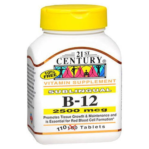 21st Century, 21st Century B-12 Tablets Sublingual, 2500 mcg, 110 Tabs