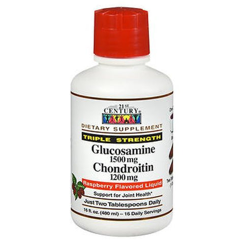 21st Century, Glucosamine Chondroitin Liquid Triple Strength Raspberry Flavored, 16 Oz