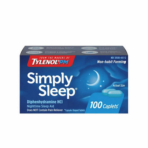 Simply Sleep, Nighttime Sleep Aid Caplets, 100 Tabs