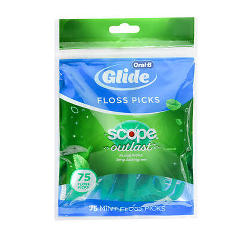 Oral-B, Pro-Health Floss Picks + Scope Outlast Long Lasting Mint Flavor, 75 Each