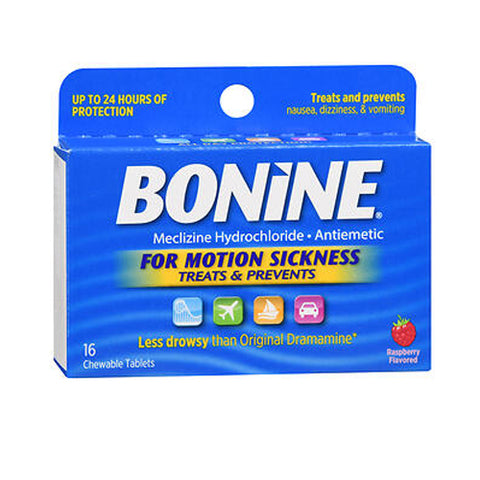 Bonine, Motion Sickness Chewable Tablets Raspberry Flavored, 16 Tabs