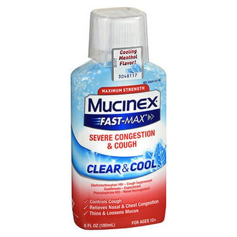 Mucinex, Fast-Max Severe Congestion & Cough Clear & Cool Liquid, 6 Oz