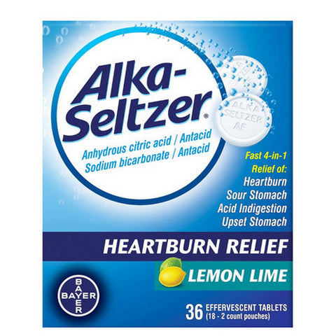Alka-Seltzer, Effervescent Tablets Lemon Lime, 36 Tabs