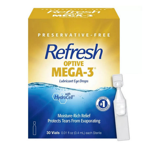 Refresh, Optive Mega-3 Lubricant Eye Drops with Flaxseed Oil, 30 Each