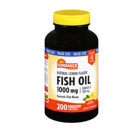 Sundance, Vitamins Fish Oil - Omega-3 Softgels Natural Lemon Flavor, 1000 mg, 200 Caps